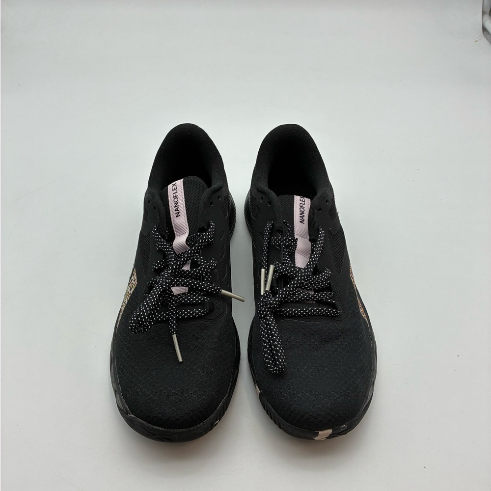 Women's Black Athletic Sneakers with Pink Accents, 8.5